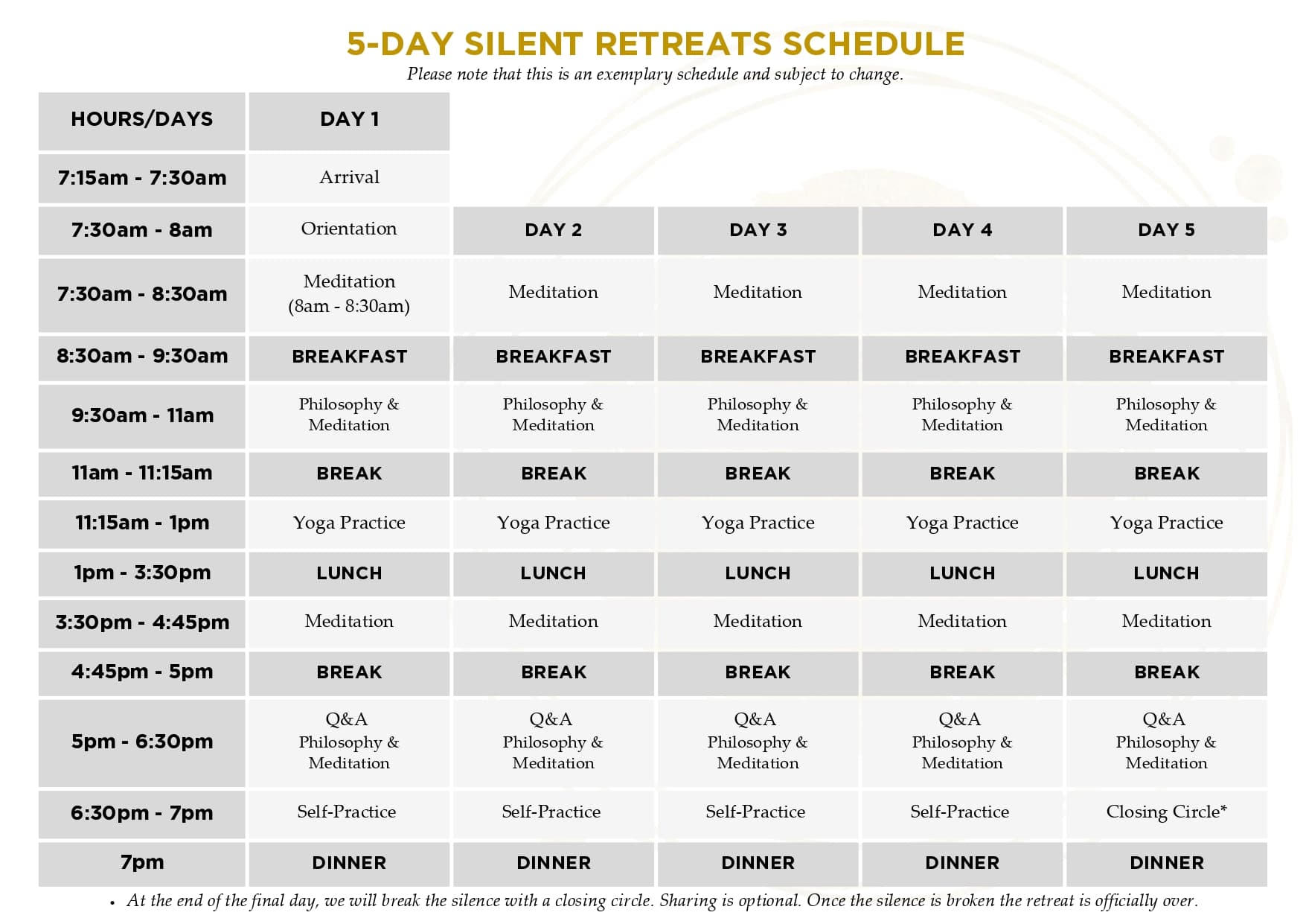 5-Day Silent Meditation Retreat